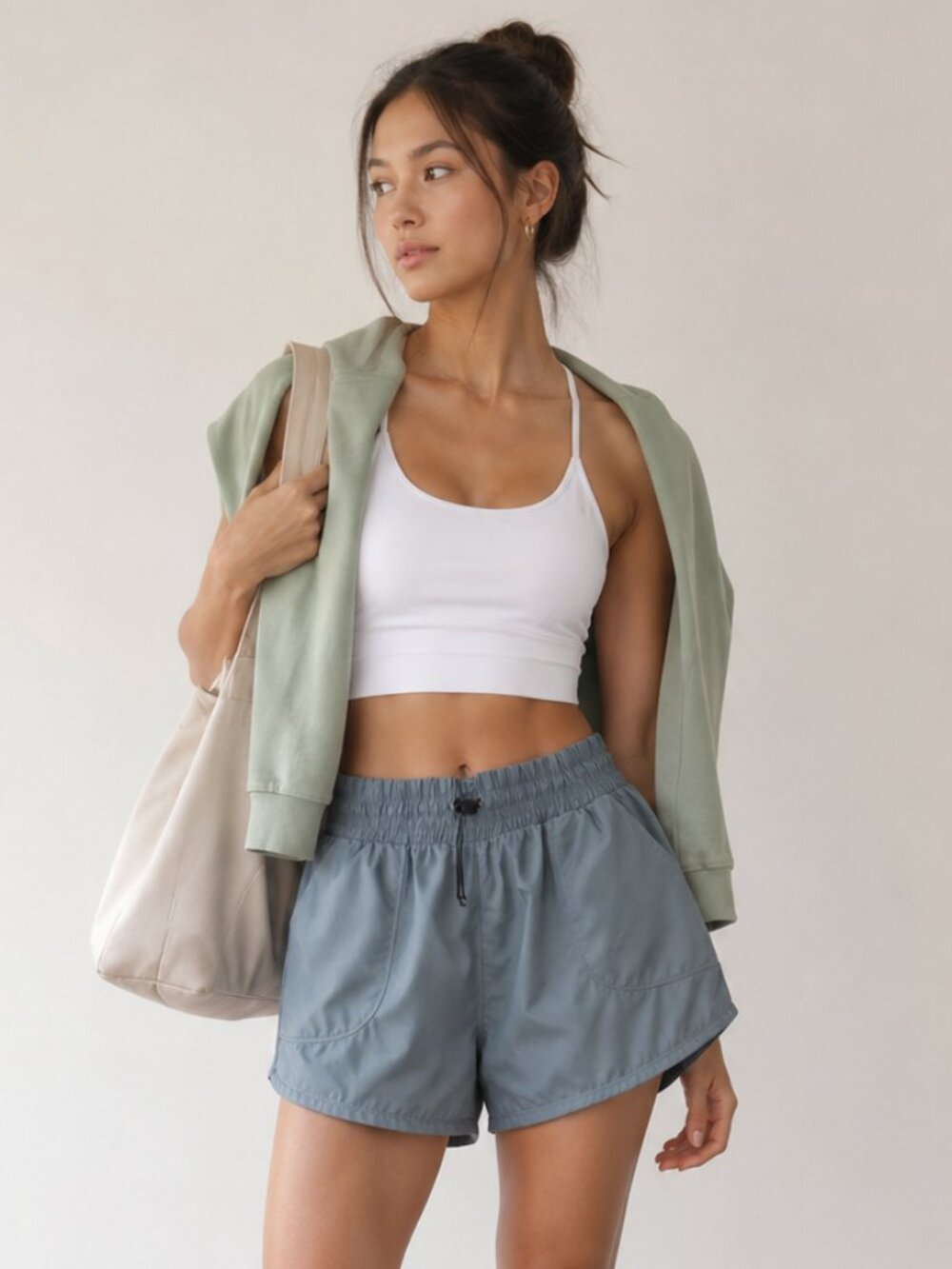 Soft Sporty Sage Green High Waisted Athletic Shorts | Hot Girl Walk Activewear